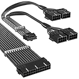 Bangfun PCIE 5.0 Verlängerungskabel mit 24poligem ATXMotherboardVerlängerungskabel, 16polig (12+4) Stecker auf 4 x 8polige Buchse PCIe 5.0 12VHPWR ummanteltes PSU Extenderkabel für GPU GeForce